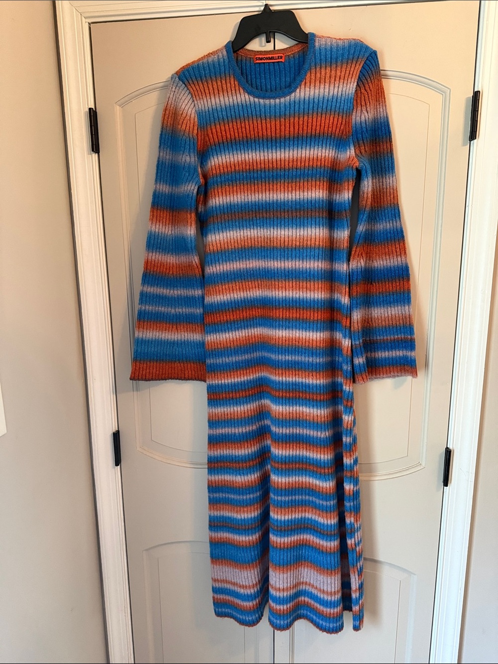 Simon Miller Blue and Orange Ribbed Knit Dress